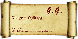 Gloger György névjegykártya